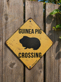 Guinea Pig Crossing Metalen Waakbord 20 x 20 cm
