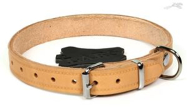 Lederen Halsband 45 cm naturel , nekomtrek 28 - 39 cm