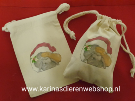 Katoenen kerstzakje met cavia & konijn van Roosje Rosalie