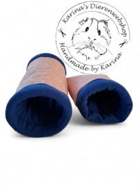 Handgemaakte Set Slaapzak & Tunnel Xtra Deluxe " Hartjes Roze met kobalt blauw "