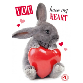 Konijn Kaart "You have my heart" 