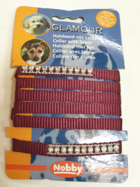 Puppy halsband en lijn GLAMOUR bruin