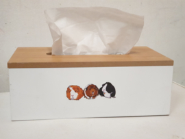 Tissue Box Hout " drie cavia's "