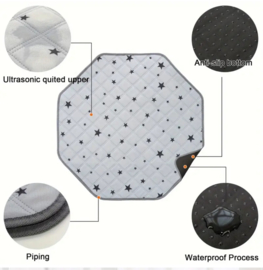 8 kantige waterdichte water absorberende mat Grijs met Sterren