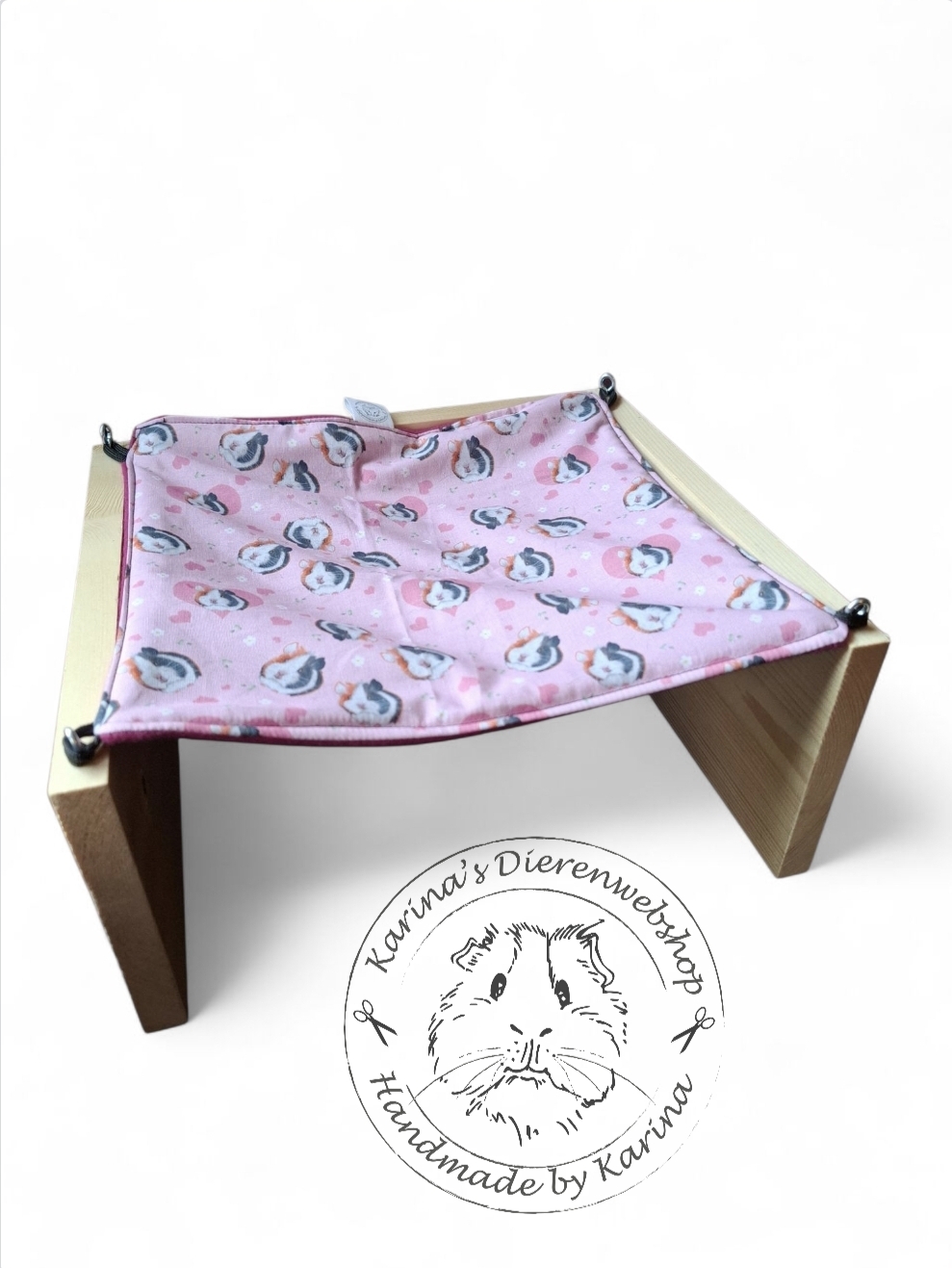 Vrijstaande Hangmat Set staander met 1 matje  Cavia Hartjes & Bloemetjes Roze van RoosjeRosalie ®