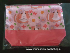 Handgemaakte etui / make up / toilet tas CAVIA " bloemen "