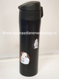 Thermo beker "To Go" mat zwart met cavia's