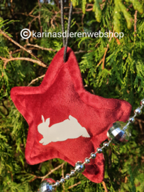 Ornament Ster Springend Konijn Rood