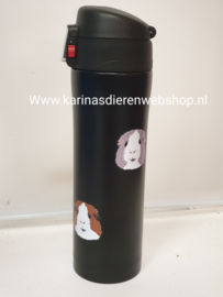 Thermo beker "To Go" mat zwart met cavia's