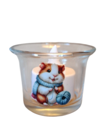 Waxinelicht houder met led verlichting Cavia breien