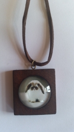 Ketting met hanger hout konijn