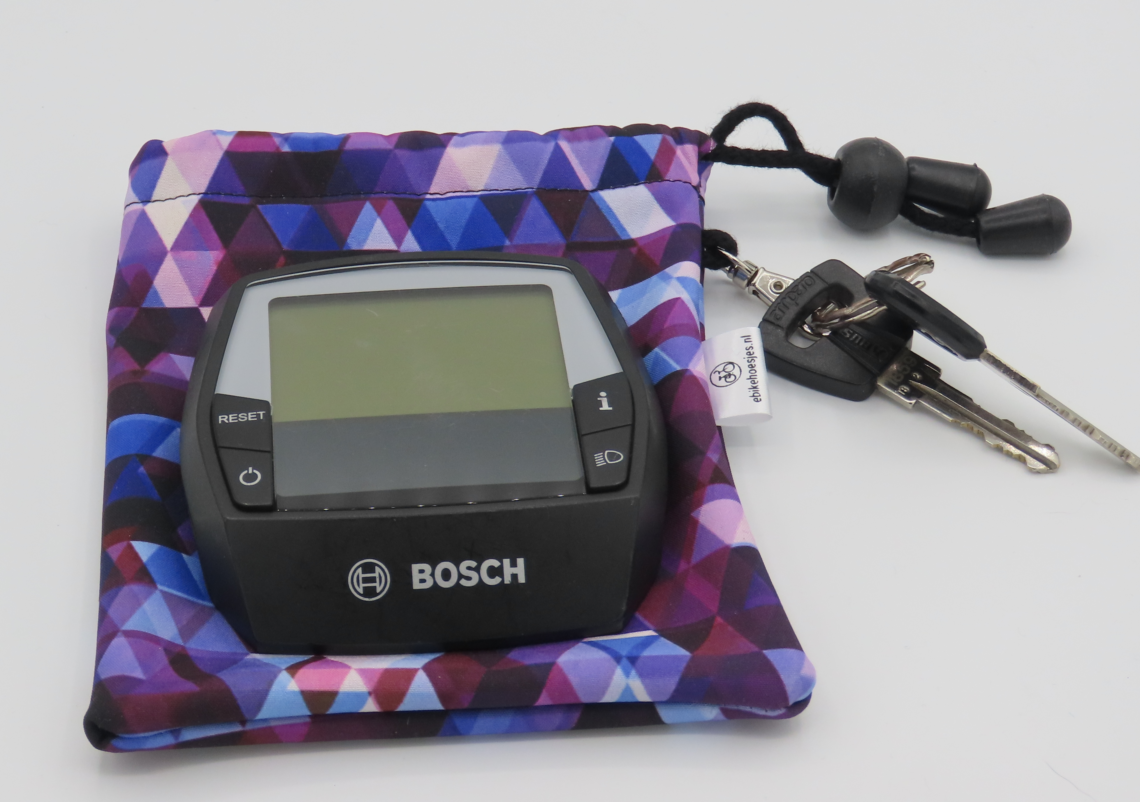 Ebike hoesje L display  Bosch intuvia  DLX Driehoekje op paars softshell