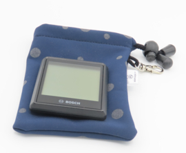 Ebike hoesje M display Bosch intuvia 100 stip op donker blauw softshell DLX