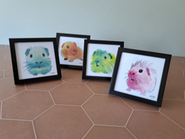Ingelijste kunstkaart cavia