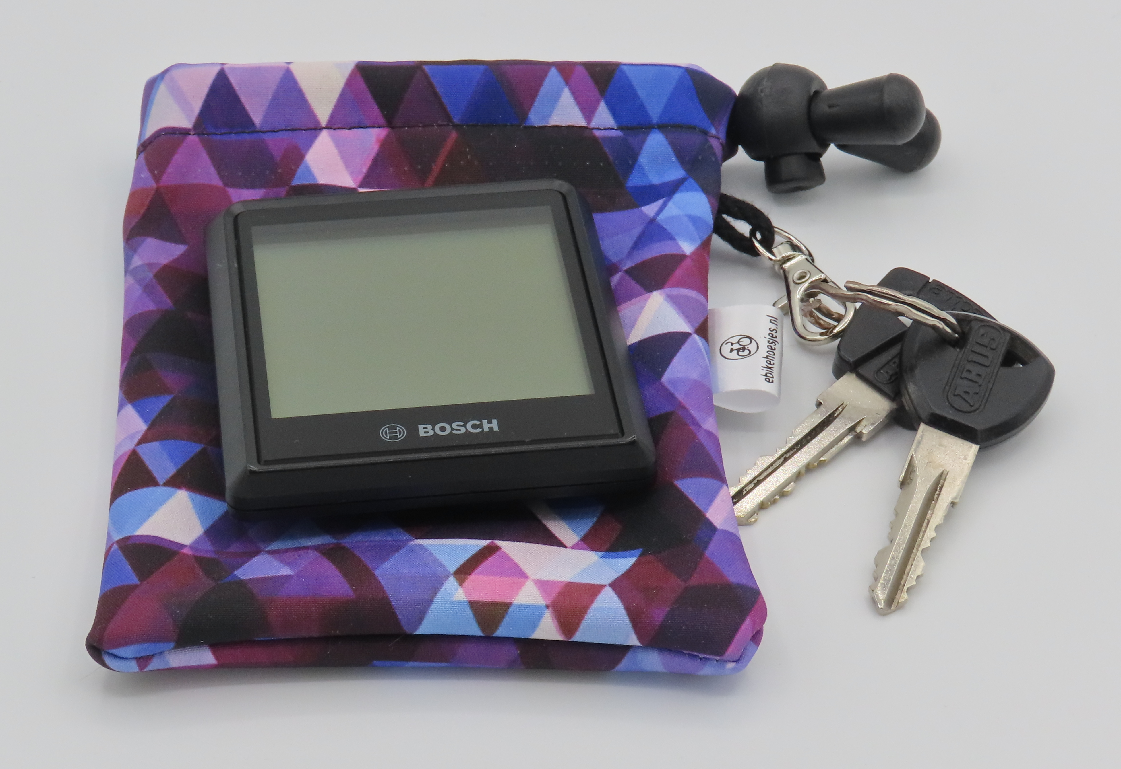 Ebike hoesje M display Bosch intuvia 100 Driehoekje op paars softshell DLX