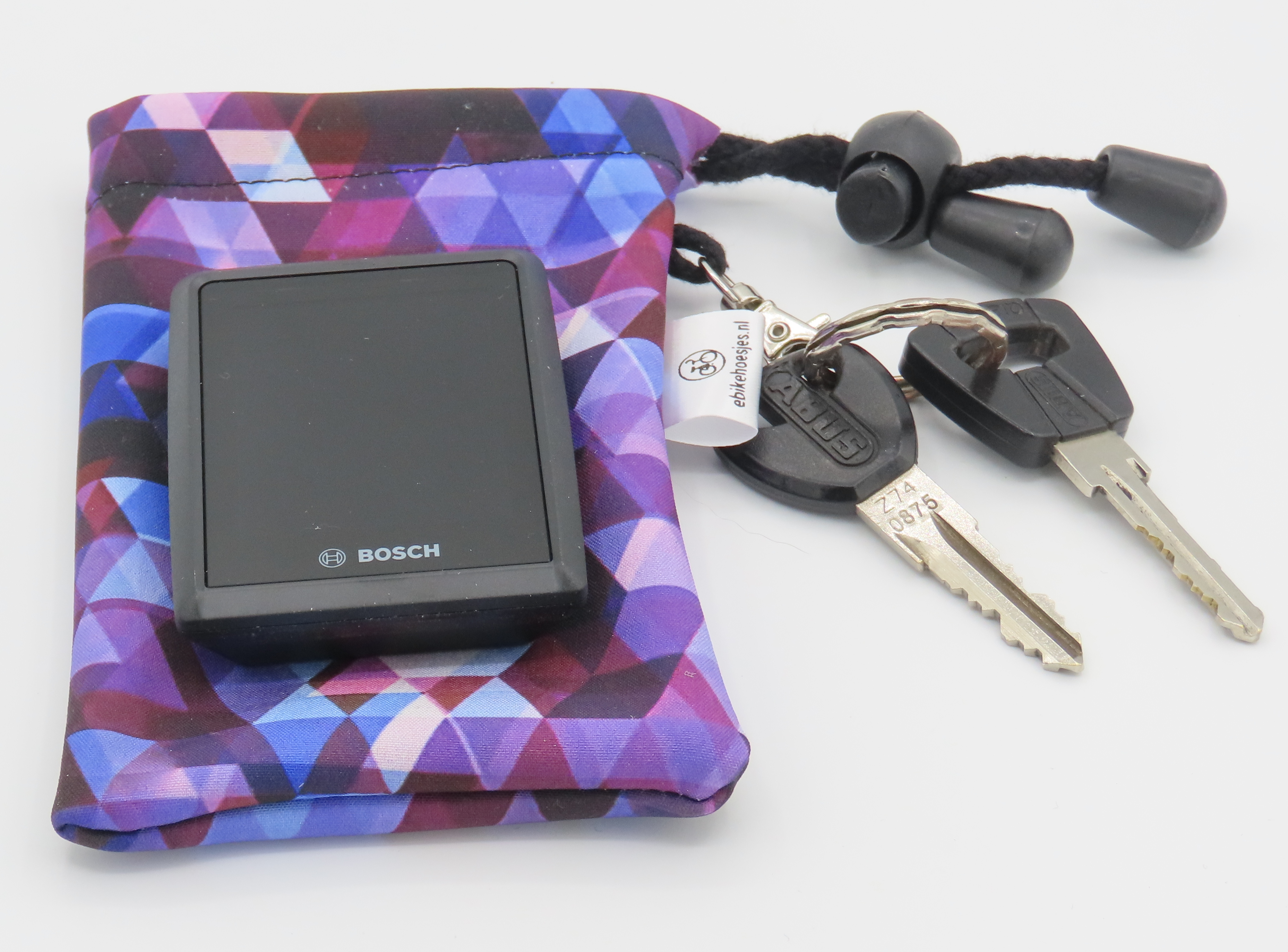 Ebike hoesje S display Bosch Kiox/Kiox 300 Driehoekje op paars softshell DLX