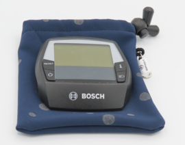 Ebike hoesje L display  Bosch intuvia  DLX stip op donker blauw softshell