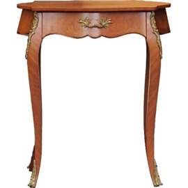 Antieke bijzettafels / wandtafeltje / la-tafeltje ovaal geschulpt met brons ca. 1925 (No.520520)