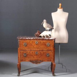 Antiek ladenkast / wortelnoten commode met marmer blad ca. 1910 (No.732517)