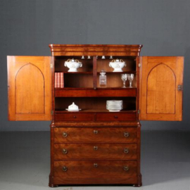 Antieke kast / Zeer klein Hollands kabinet biedermeier ca. 1820 in mahonie (No.770345)