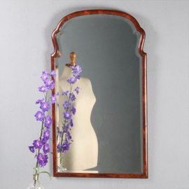 Soester spiegel Hollands ca 1820 in wortelnoten met facet geslepen spiegelglas (No.950310) Hoogte 1,00 m