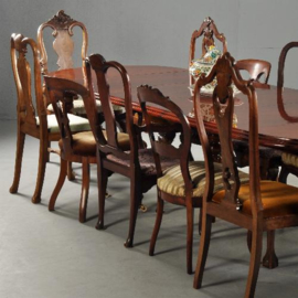 Antieke tafel / Engelse ronde tafel uitschuifbaar tot 3,20 m. mahonie ca. 1880  (No.141404)