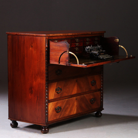 Commode laat Victoriaans met bureau en groen ingelegd leder schrijfblad ca 1890 (No.211110)