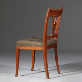 6 antieke stoelen nieuwe stof naar keus Korenaartjes ca 1790 iepenhout (No.911850)