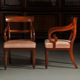 Antieke stoelen / Stel van 2 mahonie biedermeier armstoelen  ca. 1865  (No.391353)