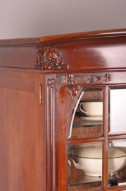 Antieke kast / Hollandse mahonie jugendstil vitrinekast / verzamelkabinet ca. 1900 gemerkt H.Pander (No.470502)