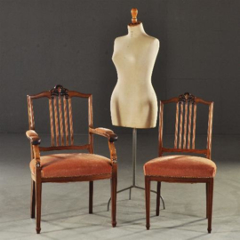 Antieke stoelen /  4 Duitse art deco stoelen ca. 1915 met ebbenhout en parelmoer ingelegd (No.151223)