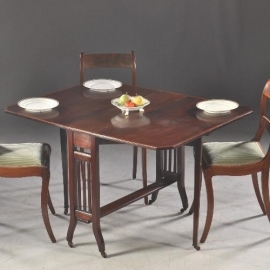 Antieke tafel / Grote mahonie Sutherland table Geschikt als kleine eetkamertafel - 90X120 (No.720320)