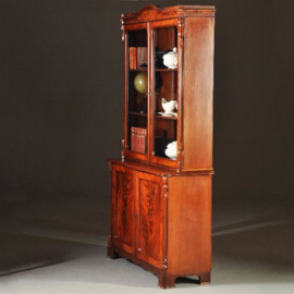 Antieke kast /  boekenkast / servieskast in mahonie met bloemmahonie ca. 1875 (No.231411)