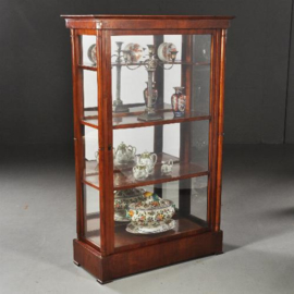 Antieke kast / Vitrine driezijdig glas biedermeier ca. 1830 met spiegel achterwand (No.401746)