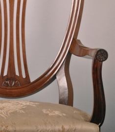 Antieke stoelen / Set van 6 mahonie armstoelen ca. 1900 met bekleding naar keus (No.470503)