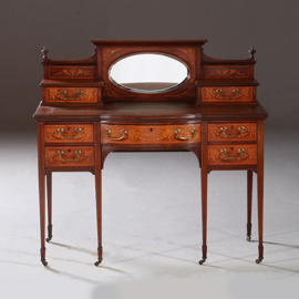 Antieke bureaus / Mahonie damesbureau ca 1890 met 7 kleine laden (No.862470)