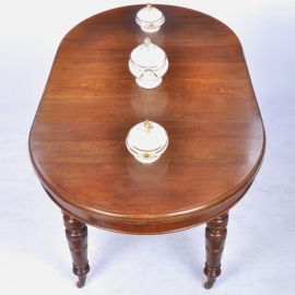 Antieke tafel / Engelse eikenhouten wind out table met 2 inlegbladen ca. 1875 authentieke slinger (No.532505)