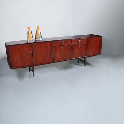 Vintage Dressoir door Fristho in palissander met grote bar  2 laden en 3 deuren ca 1965 (No.301860)
