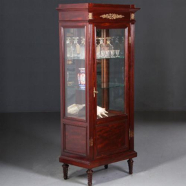 Antieke kast / Hollandse mahonie Empire stijl vitrine ca. 1880 met brons beslag  (no.662716)