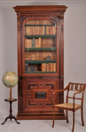 Antieke kast / Uitzonderlijk hoge én smalle boekenkast 2,53 m. hoog ! ca. 1870 (No.76184)