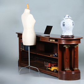 Mahonie Toonbank, Roomdivider, Bar, counter of balie voor winkelinrichting of receptie ca 1865 [No.632022)