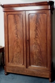 Antieke kast / Strakke statige mahonie 2-deurskast Hollands ca. 1860 (No.76167)