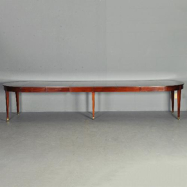 Antieke tafel / Zeer smalle Hollandse coulissentafel in Louis Seize stijl ca. 1800 met 6  bladen tot max. 4 meter lang uitschuifbaar (No.220213)