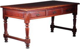 Antieke tafel / werktafel / schrijftafel china 1875 met 6 laden doorleefde kleur (No.8822908)