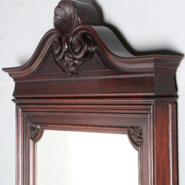 Antieke spiegel / Schouwspiegel in donker mahonie ca. 1890 met gewelfde kroon (No.781954)