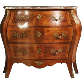 Antieke kast / Gebombeerde commode in notenhouten met brons ca. 1925 (No.502853)