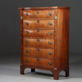 Antieke ladekasten / Hollandse Directoir Chiffoniere ca. 1800 in mahonie met bloemmahonie (No.820863)