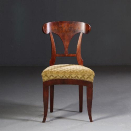Antieke stoelen / Stel van 6 mahonie Biedermeier stoelen ca. 1820 incl bekleding naar wens (No.722119)