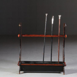 Antiek Varia / Paraplurek ca. 1900 met lekbak eiken brons en ijzer, ook voor hockeysticks  of wandelstokken (No.723046)