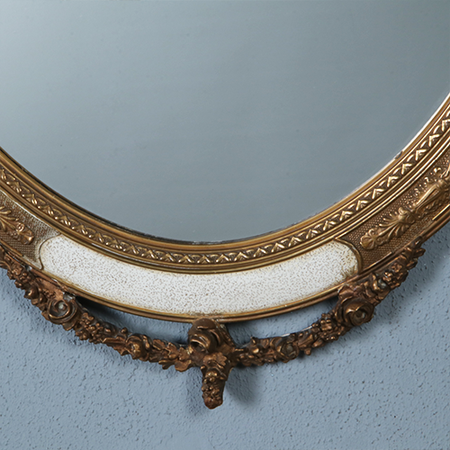 Ovale spiegel in goud met wit en met fraaie kroon Gebr. Koch ca. 1900 (No.290832) - 1,06 m. Hoog